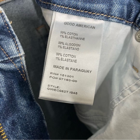 Good American The Weekender Jeans Medium Wash Distressed Raw Hem Size 6/28 - Picture 9 of 10